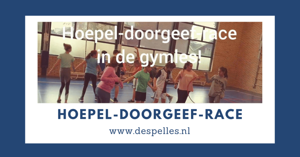 Hoepel-doorgeef-race in de gymles