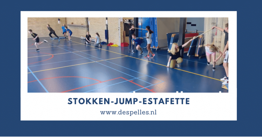 Stokken-Jump-Estafette in de gymles