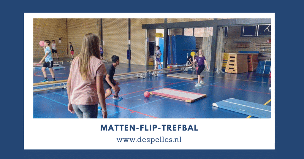 Matten-Flip-Trefbal in de gymles